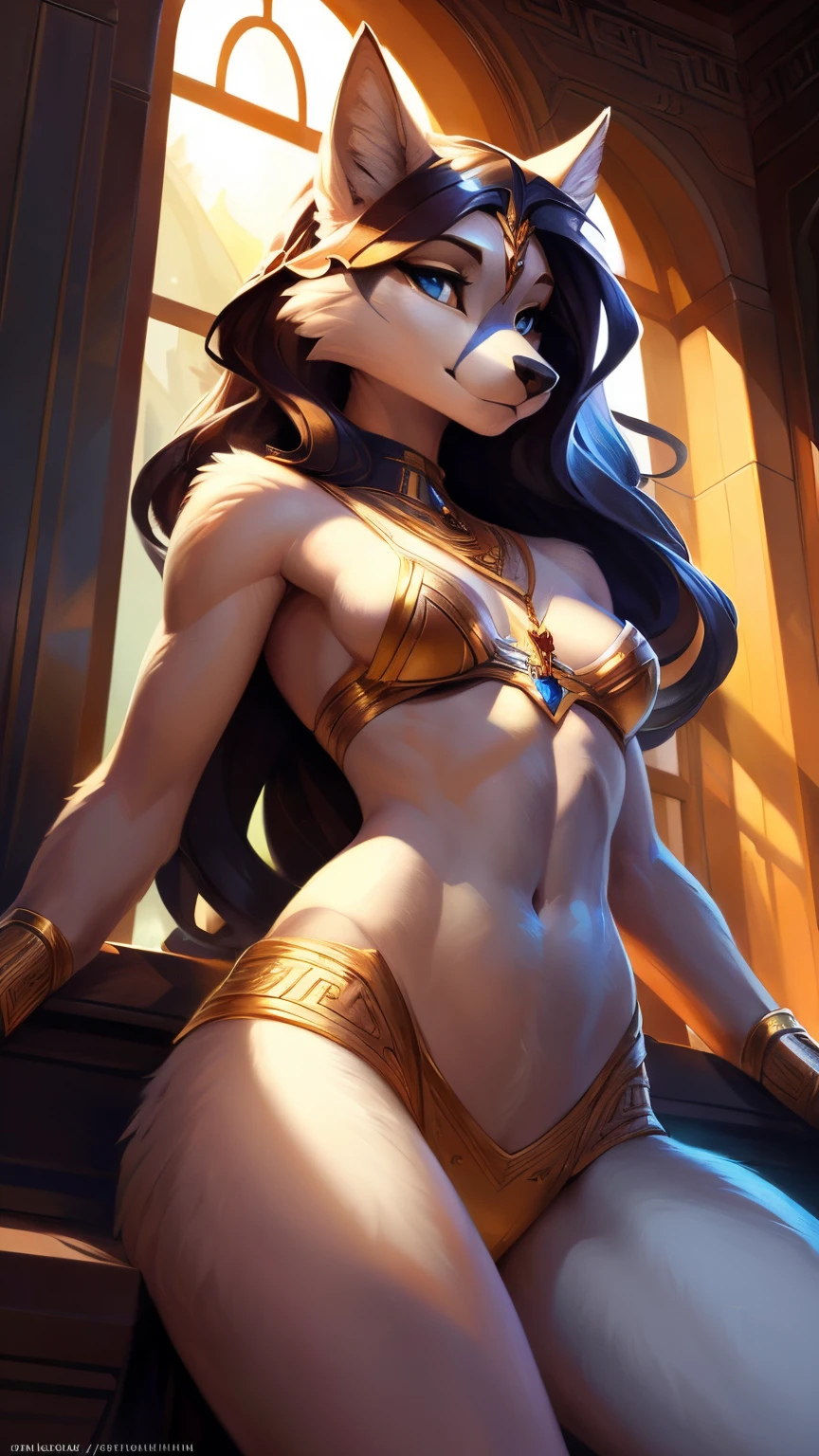 Greek goddess, wearing revealing bronze adornment and feminine white robes, Sexy Greek goddess but as a furry wolf girl, uploaded on e621, by Pixelsketcher, by Bayard Wu, by Thomas Benjamin Kennington , by Einshelm, solo anthro, (( Portrait)), BREAK, (detailed Bonifasko lighting), natural goddess, (Detailed fur), (detailed skin), BREAK, Athena, (Cinematic lighting), ((Detailed background)), (half body shadow), [Backlighting], [crepuscular ray], [Detailed ambient light], (higher wildlife feral detail), [sharp-focus], (shaded), ((Masterpiece), long wavy hair, fit body, Fluffy wolf, Wavethesallow Face, furry fantasy art, anthro art, commission for high res, Furry art, pov furry art, Sakimichan is beautiful, perfect eyes, toned abbs, Masterpiece, Best Quality, Detailed image, Bright colors, Detailed Face, perfect  lighting, Perfect shadows, Perfect eyes, focus on girl, Hourglass body, shiny body, legs focus, Ears last year, wolf Girl, Fluffy, fluffy woman, Body fur, Animal nose, muzzle, two-toned fur, (Best Quality:1.2), (illustartion:1.2), (Cinematic lighting:1.3), Detailed fur, seductive pose