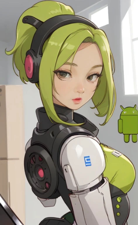 A beautiful technological female android
