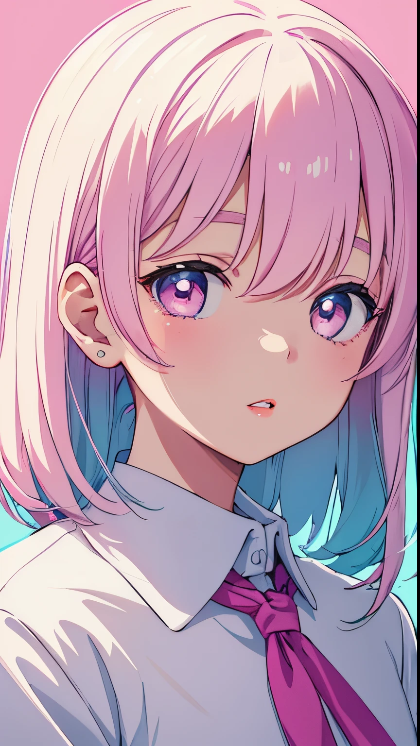 Cute girl with pink lips, Wearing a bright white shirt, Chong pastel palette aurora punk style, an anime illustration of her face, animated gif, hand drawn animation, charming sketches, Smooth and shiny, Hazy romanticism, superflat style, white background--ar 1:1--Nizi 5--Style expression--s 50