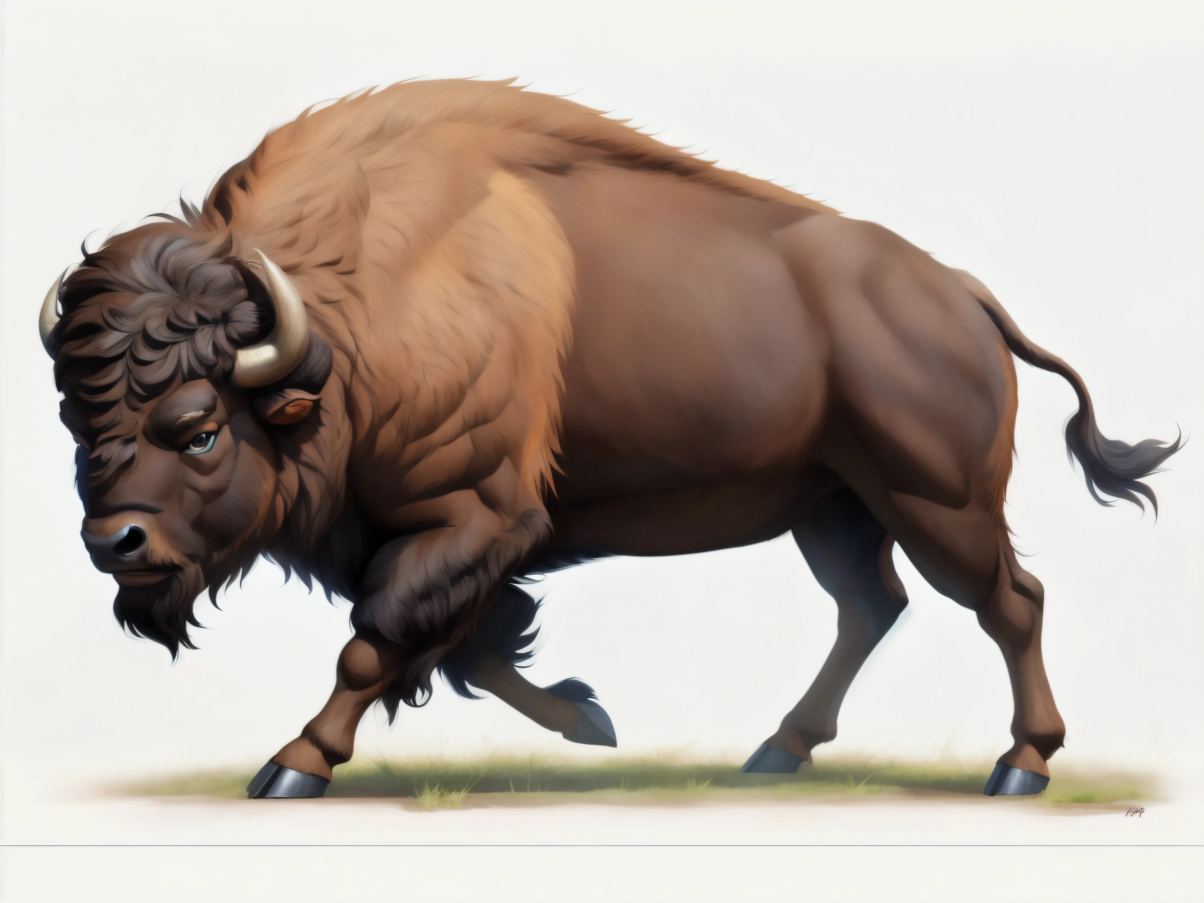 ((buffalo)) , Muscle wild:1 bison. 4K, A high resolution, Best quality, perfect colors, perfect shadow, perfect litthing, posted on e621, hairy bodies, Correct anatomy, (Realistic fur, Delicate fur, epic, tmasterpiece:1.2), video game style, exquisite detailing