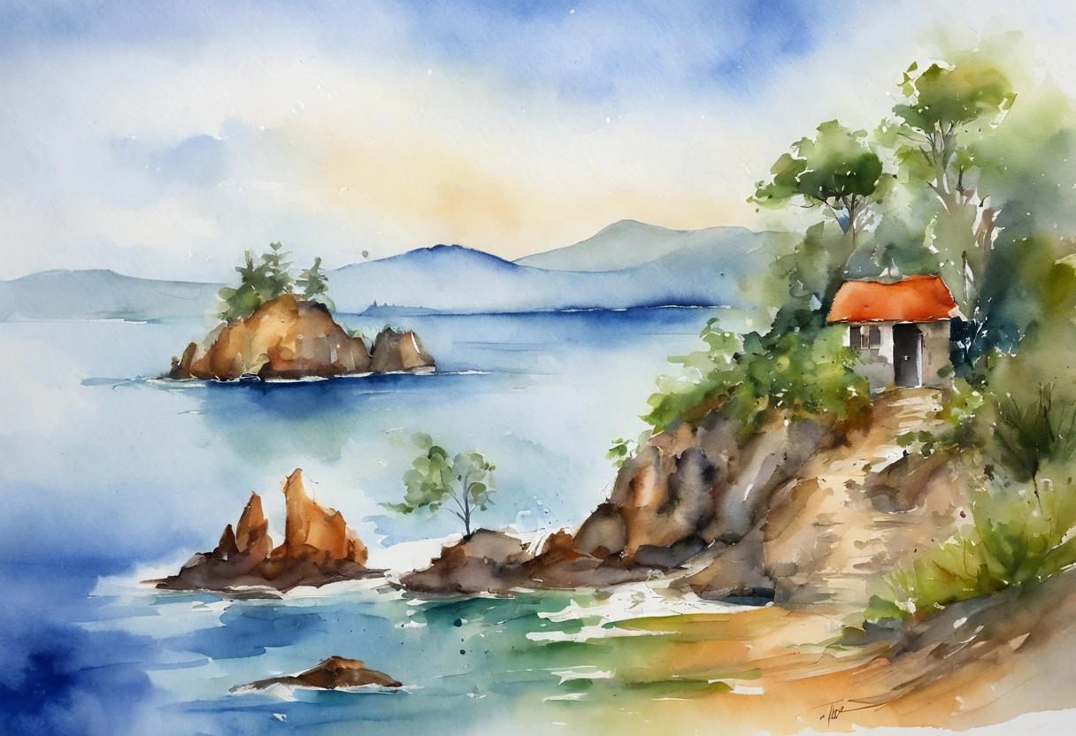 On the sea。gulf。Small island