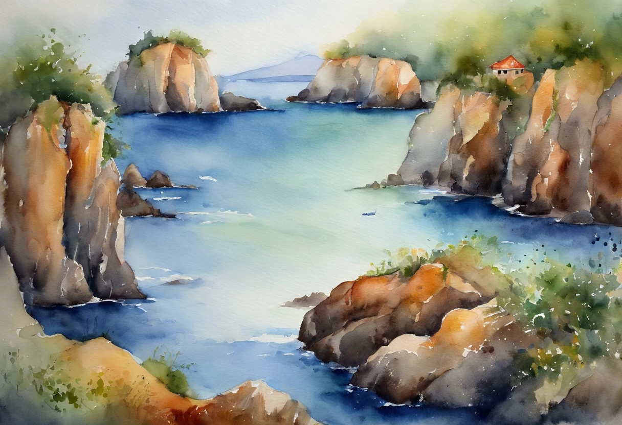 On the sea。gulf。Small island