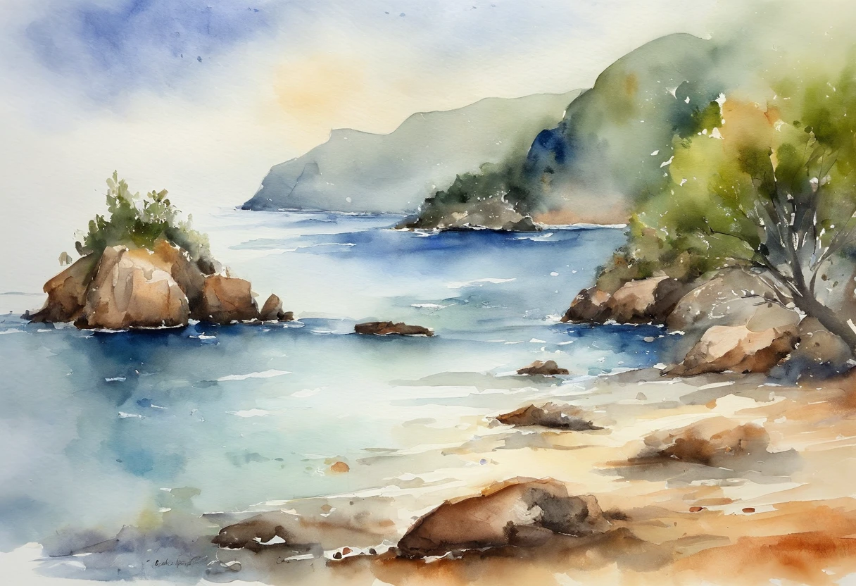 On the sea。gulf。Small island
