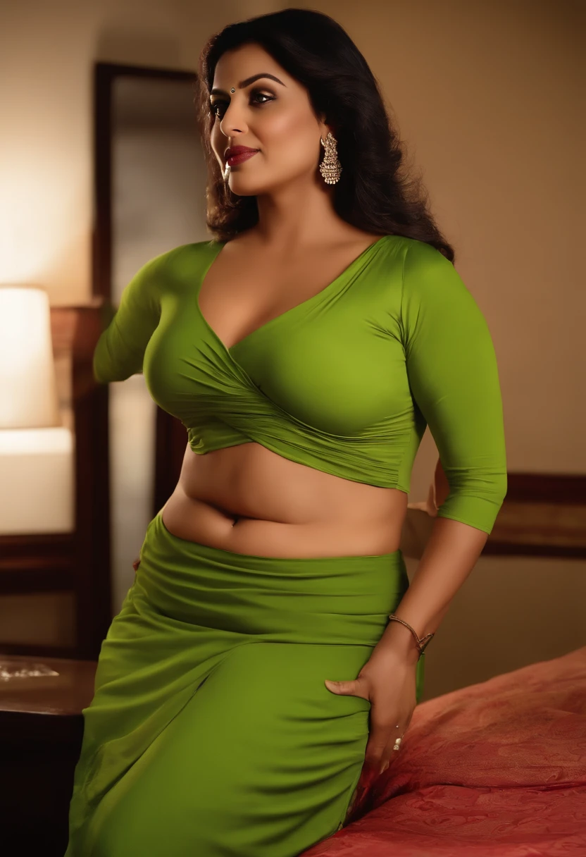 (Full body portrait:1.2),(((Sharpen))), hotel room, RAW, 8k, hard light, realistic skin texture, (((photorealism)), closeup, there is a woman, she is fifty years old, looking like indian aunty, she has largest haunches ever, she has big hips, she has (very small breasts, small bust), she is very beautiful, (she is showing her vaginal, her vaginal clearly visible, her vaginal parts are clearly visible, vaginal detailed, best quality vaginal, vaginal hole visible clearly), she is spreading legs wide, (she has a jiggly fat round belly:1), she is so sexy