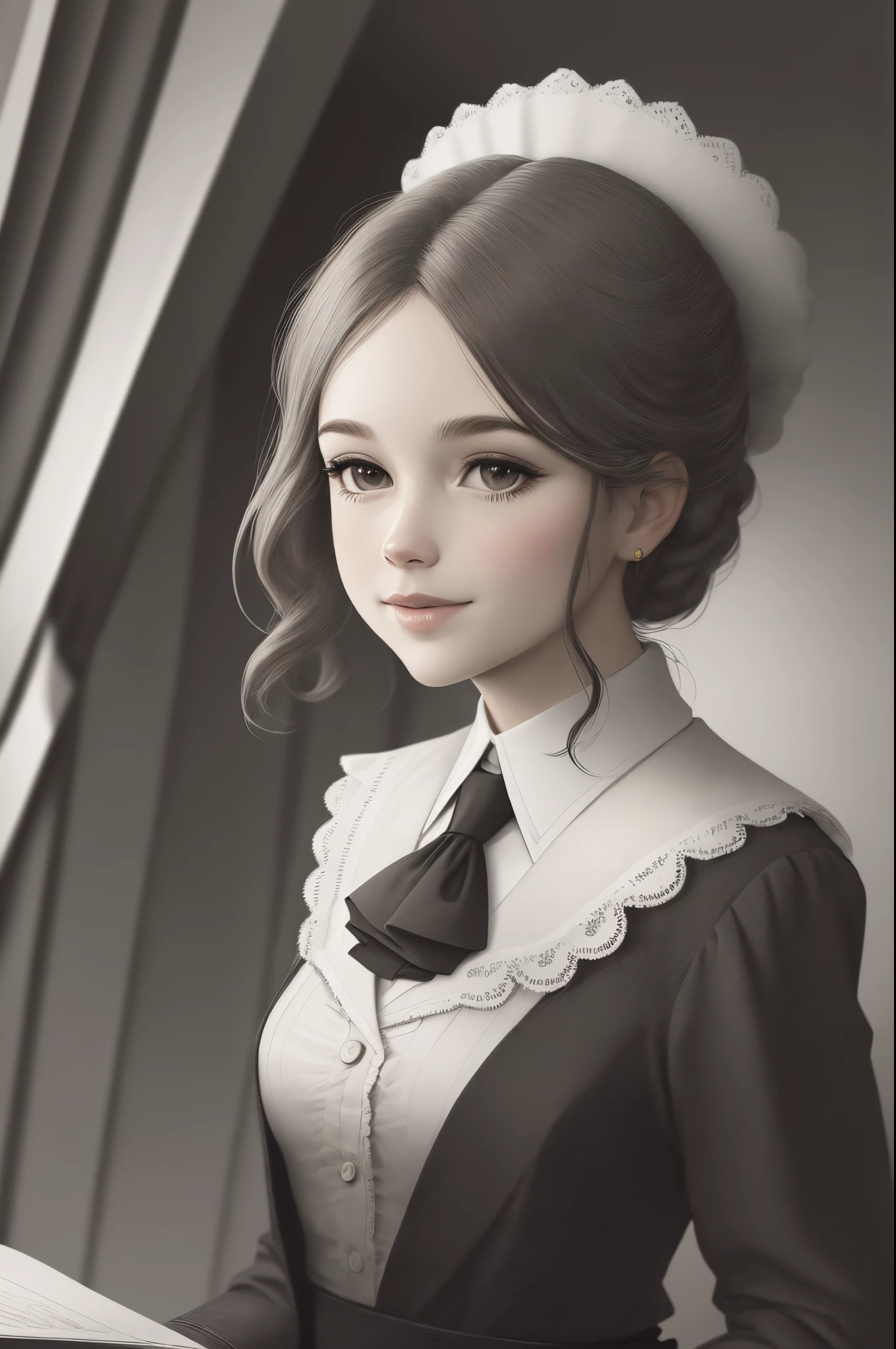 masterpiece, best quality, illustration, {beautiful detailed girl}, beautiful detailed glow, (flames of war: 1.2), (nuclear explosion behind: 1.3), rain, detailed lighting, detailed water, (beautiful detailed eyes: 1.1), featureless , palace, azure hair, messy hair, long bangs, hair between the eyes, (white and gray dress: 1.1), black ribbon, white bow ties, belly, big forehead, blank look, flower, long sleeves