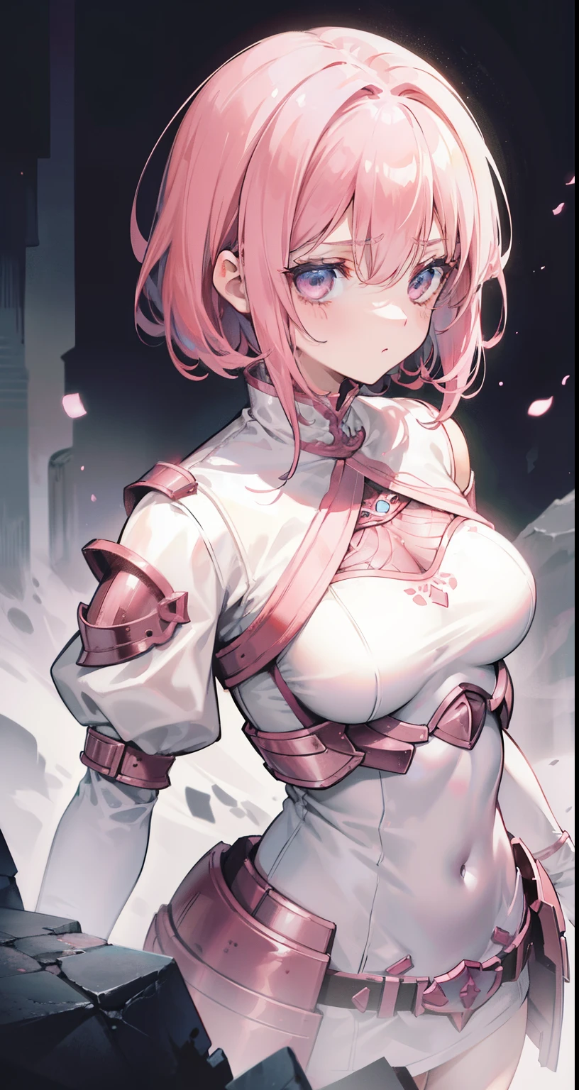 young girl,short pink hair,futristic armor,beutiful pink eye,ahegao face,(pink pussy,sex),on the bed,
