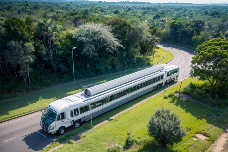 ((top-quality、in 8K、​masterpiece:1.3、Raw photo))、Super high quality photos, A super-luxury long limousine car running through the tropical jungle、No people in the picture、(Photorealistic: 1.4), (hyper realisitic: 1.4), (Realistic: 1.3), (Smooth lighting: 1.05), (Improved film illumination quality: 0. 9), 32K, (Quality Improvement: 1.4), (Realistic texture of the highest quality: 1.4), Cinematic lighting、Aerial views of the vast tropical jungle, No people in the picture、((Aerial Photography))