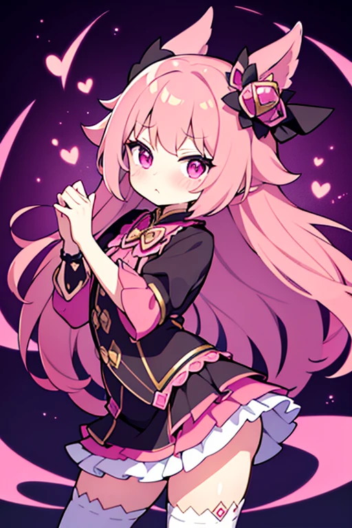 tmasterpiece, Best quality, The content is very detailed, Huang Li, Expressive clothes, fine fabric emphasis, Ray traching, Fantasy style, Standing Picture, 1 plump girl, girlish, Lolita prostitute , A princess, girl, the shy, face flushed, pouty, change,pink color clothes , Fashionab, Perverted woman, with dynamism, rich colourful, dynamic, Background with, element in