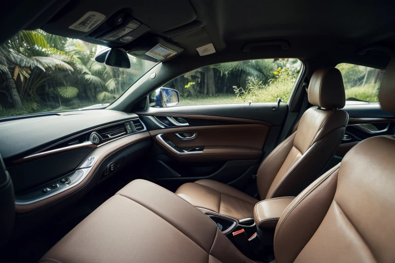 ((top-quality、in 8K、​masterpiece:1.3、Raw photo))、Super high quality photos, Luxury limousine driving through the tropical jungle