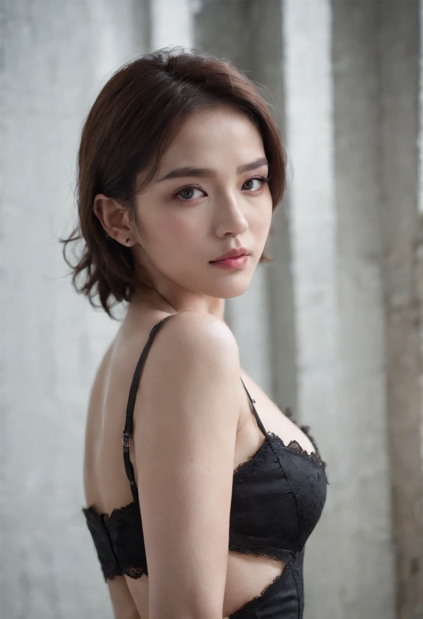 Black corset,束缚、(in a prison cell)、full body Esbian、((top-quality、8K、masterpiece:1.3))、Crisp focus:1.2、Beautiful woman with perfect body shape:1.4、Slender Abs:1.2、((layers-Cut、Colossal tits:1.2))、(Sateen、Street:1.2)、a wet body:1.5、Highly detailed facial and skin texture、A detailed eye、Bery short hair,BDSM,Slave,rubber