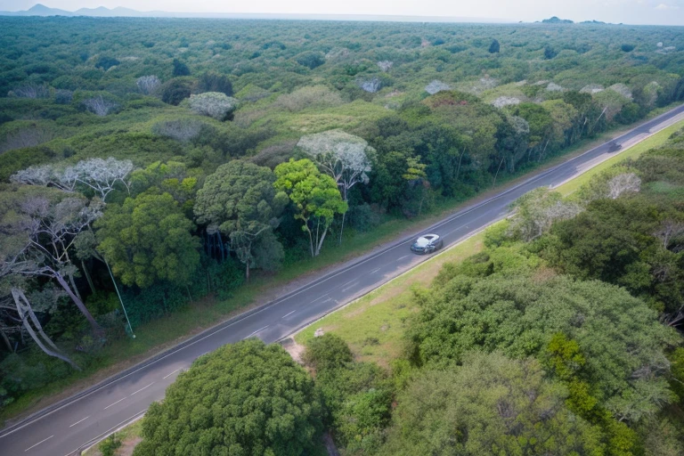 ((top-quality、in 8K、​masterpiece:1.3、Raw photo))、Super high quality photos, An ultra-luxury long limousine car runs through a foggy tropical jungle.、No people in the picture、(Photorealistic: 1.4), (hyper realisitic: 1.4), (Realistic: 1.3), (Smooth lighting: 1.05), (Improved film illumination quality: 0. 9), 32K, (Quality Improvement: 1.4), (Realistic texture of the highest quality: 1.4), Cinematic lighting、Aerial views of the vast tropical jungle, No people in the picture、((Aerial Photography))