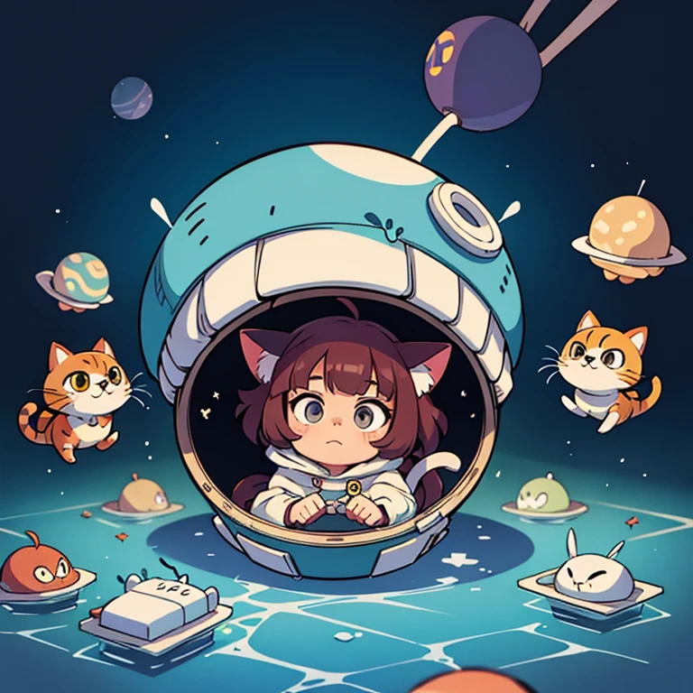 Unusual shelter for cats, in space style, Her