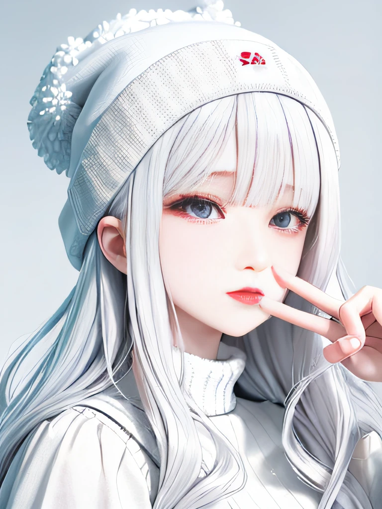 Close-up portrait of woman wearing white hat and white skirt, bagel hairstyle, Has white hair, anime rapunzel girl, Guviz-style artwork, style anime, beautiful anime style, guweiz, Urzans, Has white hair, Long white hair and bangs, Sam rice cereal, inspired by anime