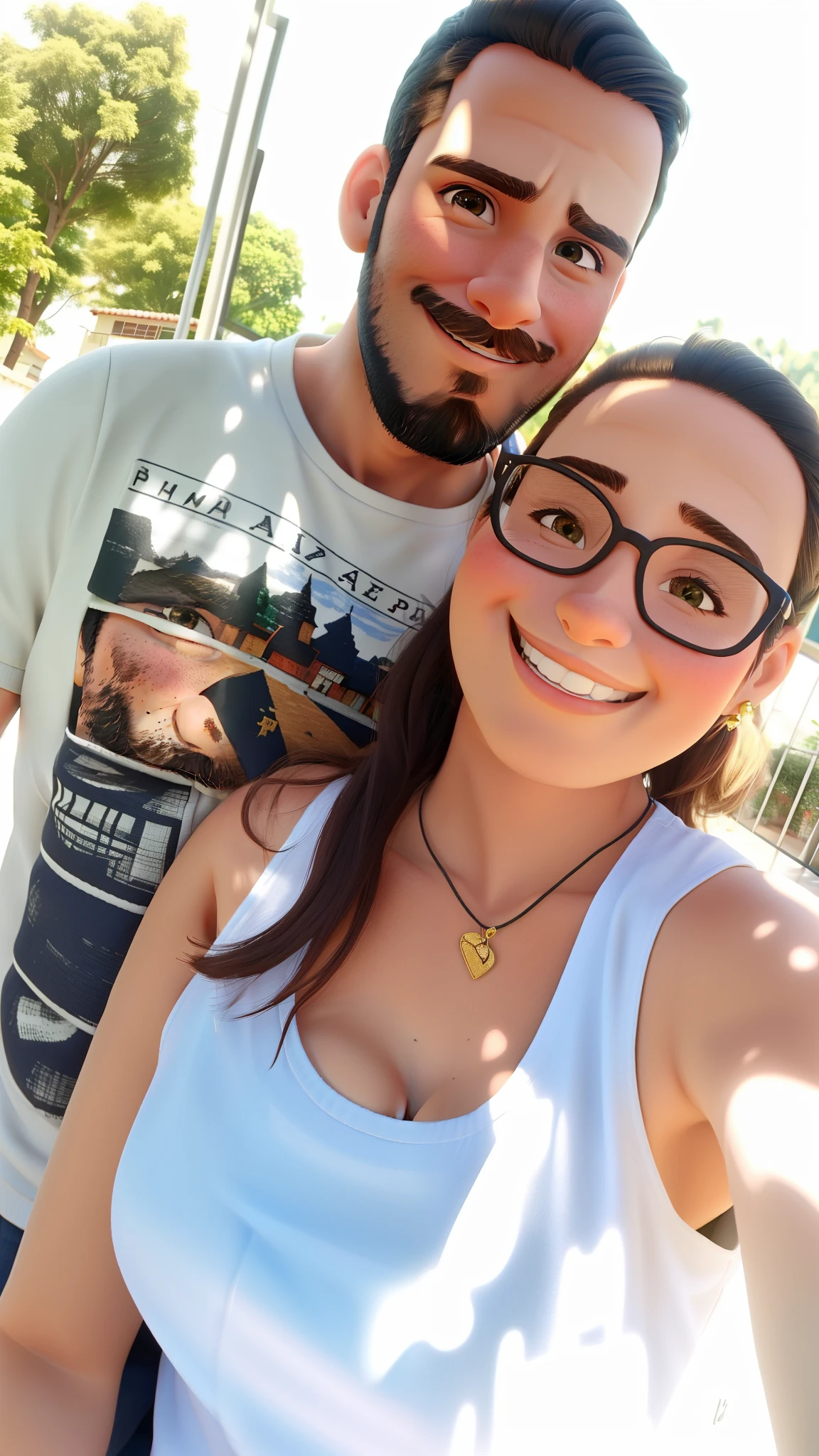 Casal, homem de barba, mulher sorrindo, alta qualidade, melhor qualidade