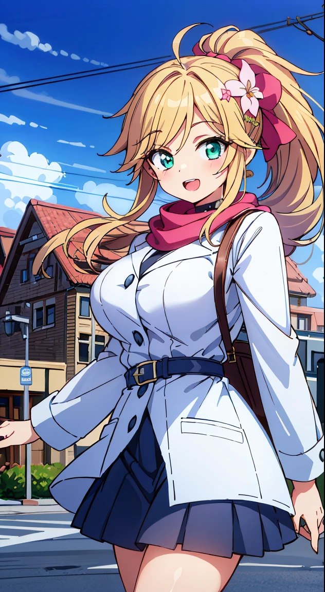 (Absurd realistic structure details),(High resolution complex and detailed text quality),(High-resolution microstructure,High Poly 3D Rendering Correction),Methods of geometry,Careful explanatory anatomy,
BREAK,
1 beautiful girl, girl with, (Cute:1.5),(Chibi:0.5),(kawaii:2.0),(Lori:2.0),( girl),(large full breasts:1.65),(Ahoge,High Ponytail,Blonde hair, blue bow, Green eyes,eyebrows visible through hair,side locks,Parted bangs,Long hair, Hair Flower, Hair Ornament, Curly hair,Bow:1.4),:D,(Angel,White feathers, one white winged, Angel wings,Spread wings, Glowing wings),pitt \(Kid Icarus\),gleaming skin, Clear skin, shining beautiful skin, Open mouth,Smile, Solo, tusk, Upper teeth,(long eyelashes, Double eyelids:1.2),Solo,gleaming skin, Clear skin, Beautiful skin,(best quality face),(Top quality glowing eyes),(The best smile,Doya face:1.45), BREAK (Pink Theme:1.4), (Vivid colors:1.3), ( Winter clothes,Long sleeves) (Skirt, Black skirt, Pleated skirt ), Miniskirt, ( coat ),School bag,Handbag,Shoulder bag,Effect of giving shine to hair, Soft smile, (Closed eyes:0.7), White coat,Looking at Viewer, Sparkle effect, random colored petals, Many petals, Fluttering petals, prismatic effects,
BREAK,(day), Standing,a closed mouth,(architecture, building, Choker, city, Cityscape, Outdoors, building, city,lamp post, Power lines, scarf, skyporn, Snow, Solo, utility pole, Winters:1.55), Waterfall,depth of fields,
BREAK,wakame,wakame,wakame,(Cowboy Shot:1.4),
BREAK,(Blurry background:1.3),(absurderes, hight resolution, Super Detail Art),cel shading,Clear Color, Lonely optical effect, Beautiful pictures, Bright glow, mystic atmosphere,(Close-up of girl:1.1), Mystical light particle effect,manga influence, clean line drawings,