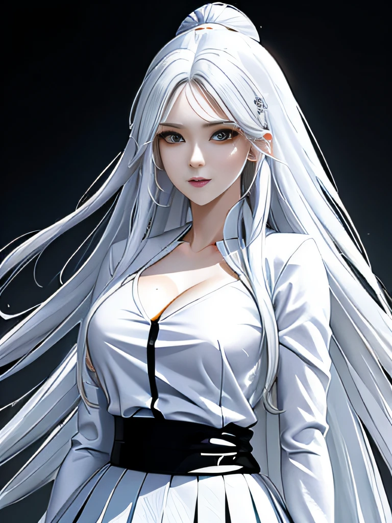 Close-up portrait of woman wearing white hat and white skirt, bagel hairstyle, Has white hair, anime rapunzel girl, Guviz style artwork, style anime, beautiful anime style, guweiz, Urzans, Has white hair, Long white hair and bangs, Sam rice cereal, inspired by anime