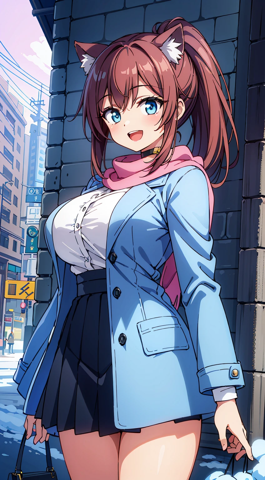 (Absurd realistic structure details),(High resolution complex and detailed text quality),(High-resolution microstructure、High poly 3 boobs boobs boobs D rendering correction),Methods of geometry,Careful explanatory anatomy,
BREAK,
1 beautiful girl, (17 years old girl), Very detailed, colourfull, highest details, BREAK, (Huge breasts: 1. 2,), Clear skin, Beautiful skin, Shy skin, 1 beautiful girl, Brown hair, (Cat ears, Ponytail, medium-Long hair: 1. 2), (Light blue eyes, long eyelashes, Double eyelids: 1. 2),Solo,gleaming skin, Clear skin, Beautiful skin(best quality face),(Top quality glowing eyes),(The best smile,:D:1.45), BREAK (Pink Theme:1.4), (Vivid colors:1.3), ( Winter clothes,Long sleeves) (Skirt, Black skirt, Pleated skirt ), Miniskirt, ( coat ),School bag,Handbag,Shoulder bag,Effect of giving shine to hair, Soft smile, (Closed eyes:0.7), White coat,Looking at Viewer, Sparkle effect, random colored petals, Many petals, Fluttering petals, prismatic effects,
BREAK,(day), Standing,a closed mouth,(architecture, building, Choker, city, Cityscape, Outdoors, building, city,lamp post, Power lines, scarf, skyporn, Snow, Solo, utility pole, Winters:1.55), Waterfall,depth of fields,
BREAK,wakame,wakame,wakame,(Cowboy Shot:1.4),
BREAK,(Blurry background:1.3),(absurderes, hight resolution, Super Detail Art),cel shading,Clear Color, Lonely optical effect, Beautiful pictures, Bright glow, mystic atmosphere,(Close-up of girl:1.1), Mystical light particle effect,manga influence, clean line drawings,