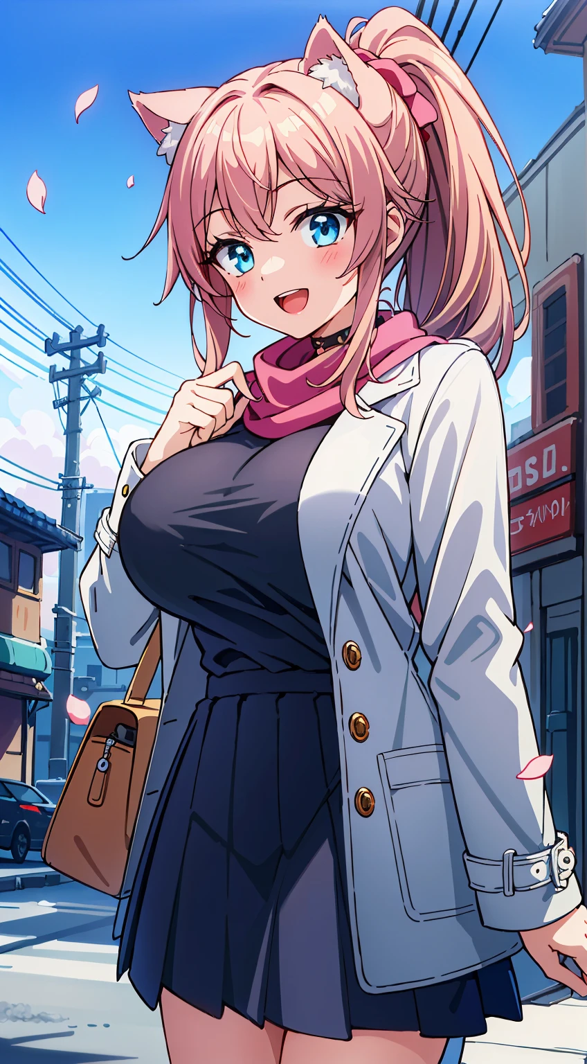 (Absurd realistic structure details),(High resolution complex and detailed text quality),(High-resolution microstructure、High poly 3 boobs boobs boobs D rendering correction),Methods of geometry,Careful explanatory anatomy,
BREAK,
1 beautiful girl, ( girl), Very detailed, colourfull, highest details, BREAK, (Huge breasts: 1. 2,), Clear skin, Beautiful skin, Shy skin, 1 beautiful girl, Brown hair, (Cat ears, Ponytail, medium-Long hair: 1. 2), (Light blue eyes, long eyelashes, Double eyelids: 1. 2),Solo,gleaming skin, Clear skin, Beautiful skin(best quality face),(Top quality glowing eyes),(The best smile,:D:1.45), BREAK (Pink Theme:1.4), (Vivid colors:1.3), ( Winter clothes,Long sleeves) (Skirt, Black skirt, Pleated skirt ), Miniskirt, ( coat ),School bag,Handbag,Shoulder bag,Effect of giving shine to hair, Soft smile, (Closed eyes:0.7), White coat,Looking at Viewer, Sparkle effect, random colored petals, Many petals, Fluttering petals, prismatic effects,
BREAK,(day), Standing,a closed mouth,(architecture, building, Choker, city, Cityscape, Outdoors, building, city,lamp post, Power lines, scarf, skyporn, Snow, Solo, utility pole, Winters:1.55), Waterfall,depth of fields,
BREAK,wakame,wakame,wakame,(Cowboy Shot:1.4),
BREAK,(Blurry background:1.3),(absurderes, hight resolution, Super Detail Art),cel shading,Clear Color, Lonely optical effect, Beautiful pictures, Bright glow, mystic atmosphere,(Close-up of girl:1.1), Mystical light particle effect,manga influence, clean line drawings,
