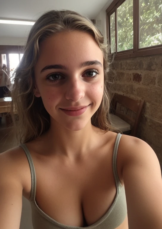uma selfie de uma jovem bonita, Taken with iPhone camera