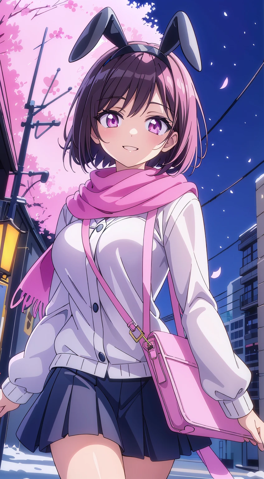 (Absurd realistic structure details),(High resolution complex and detailed text quality),(High-resolution microstructure、High poly 3 boobs boobs D rendering correction),Methods of geometry,Careful explanatory anatomy,
BREAK,
1 beautiful girl, ( girl), Very detailed, colourfull, highest details, 1 beautiful girl, Solo,(Cute:1.5),(Chibi:0.8), (kawaii:1.5),(Lori:0.5),(girl, Cute, Cheerful, Loli face, stly bulging chest),(A dark-haired,Disheveled short bob,tareme,Pink eyes:1.55),(sano,A smile,Bad face:1.2), (White rabbit ear headband:1.2),Shiny skin,Clear skin, Beautiful skin,(best quality face),(Top quality glowing eyes), (The best smile,Doya face:1.45), BREAK (Pink Theme:1.4), (Vivid colors:1.3), ( Winter clothes,Long sleeves) (Skirt, Black skirt, Pleated skirt ), Miniskirt, ( coat ),School bag,Handbag,Shoulder bag,Effect of giving shine to hair, Soft smile, (Closed eyes:0.7), White coat,Looking at Viewer, Sparkle effect, random colored petals, Many petals, Fluttering petals, prismatic effects,
BREAK,(day), Standing,a closed mouth,(architecture, building, Choker, city, Cityscape, Outdoors, building, city,lamp post, Power lines, scarf, skyporn, Snow, Solo, utility pole, Winters:1.55), Waterfall,depth of fields,
BREAK,wakame,wakame,wakame,(Cowboy Shot:1.4),
BREAK,(Blurry background:1.3),(absurderes, hight resolution, Super Detail Art),cel shading,Clear Color, Lonely optical effect, Beautiful pictures, Bright glow, mystic atmosphere,(Close-up of girl:1.1), Mystical light particle effect,manga influence, clean line drawings,