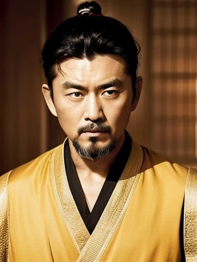 three kingdoms、Han people、Best Quality,  A old man, Solo, Asian, ((Upper body:1.3))、hair in bun、hair tied、Ornament on the head