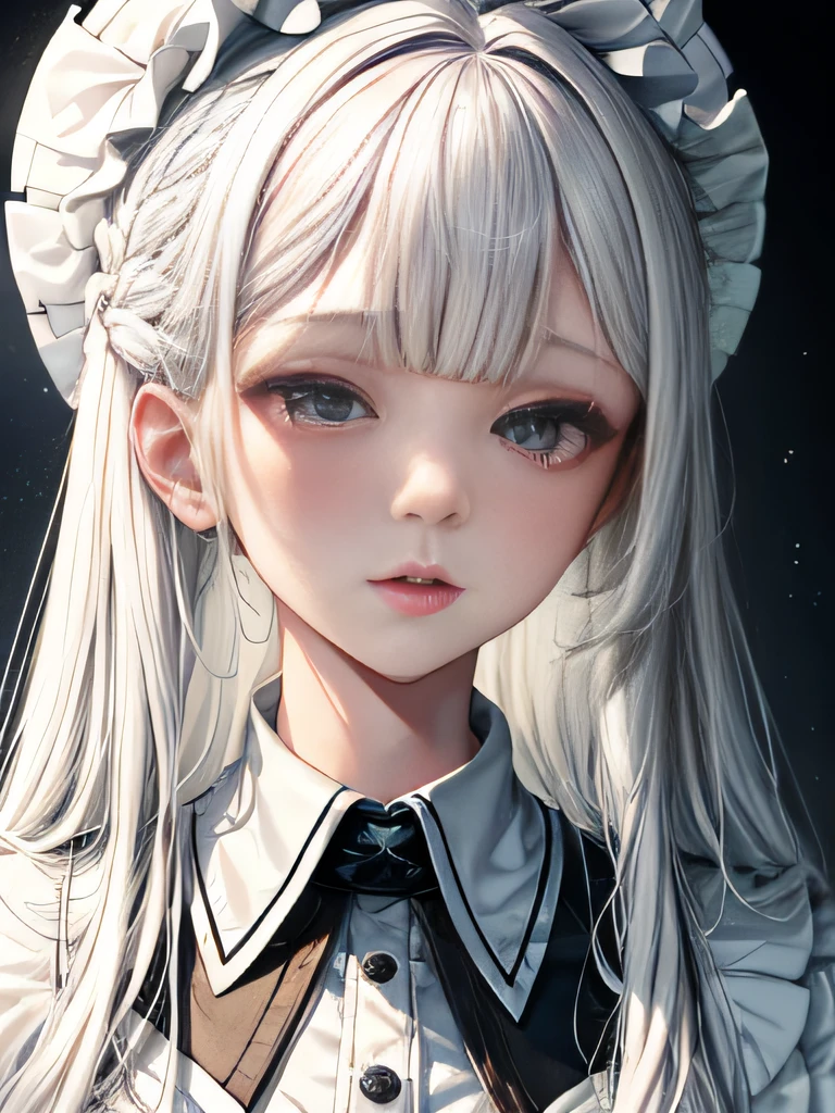 Close-up portrait of woman wearing white hat and white skirt, bagel hairstyle, Has white hair, anime rapunzel girl, Guviz-style artwork, style anime, beautiful anime style, guweiz, Urzans, Has white hair, Long white hair and bangs, Sam rice cereal, inspired by anime