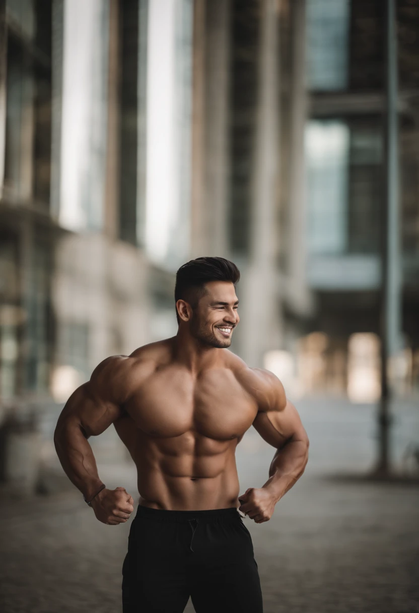 Man in shirt posing for photo, black shirt, bright smile, Ripped,Bigchest, lean and muscular, well-muscled, lean but muscular, beautiful handsome body, very muscular, muscular bodies, shirtless, Muscular men, sexy muscular body, musculature, Attractive body, well-muscled, muscular build,Gentle face,asian human,20-years old