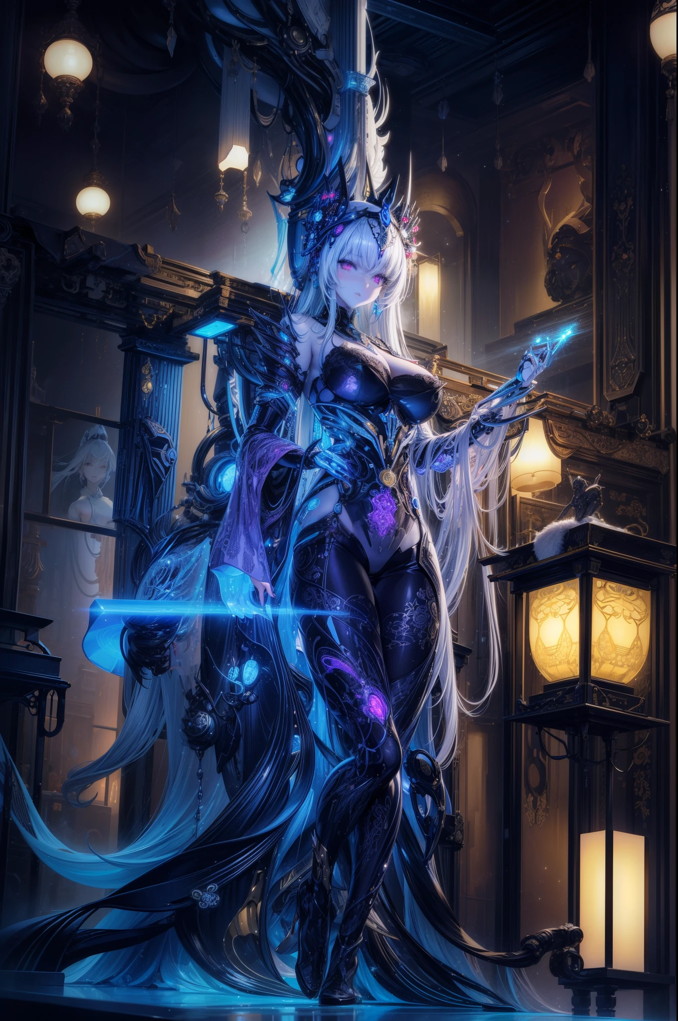 raw Magic metal robot female dominated varied angle below-close near a Will-o'-the-wisp full-plated-armor-massive chaos dark evening Pro-photorealism lights sun illumination luminescence depth resolution optimal perfection ultra precise maximum Lightning contrast global illumination cgi vfx sfx sfx reflex ultra detail Octane rendered extremes enhanced graduated UHD XT3 16K DSLR HDR UnrealEngine5 romm rgb pbr 3dcg fxaa blu-ray color-coded backlighting anti-aliasing fkaa txaa rtx ssao opengl-shaders glsl-shaders post-processing post-production cell-shading tone-mapping equirectangular 360 meticulously entangled a magical wizard burning fire incandescent embers calciferous hearth "the travelling castle" cremations heart A necromancer Dark style Vampire Tourmaline 16k "Wanda Maximoff" Elizabeth Olsen 32years muscular symmetrical body heavily dressed Cosplay 16K "Scarlet Witch" turquoise ultra-beautiful eyes lazuli delicate soft face glowing effect tyndall mouth Open teeth smile (detailed high skin: 1.3) Bokeh absurd 16k short hairstyle suave seductive dramatic vest dress shoulders lace white shirt sleeves white lace sneakers best ratio four fingers and an inch Magic hands: 1.3 clavicles papillotes silk satin felt seams strange corsait navel skirt loose swinging spinel thick leathers thighs covered garters revealing legs garters dominant boots solid bulky fur black abundant short Indigo thick underwear imposing fullbodye heart armor "Heavy Metal" metallic 16k magic covered flat opal bands copper chainmail chrome ruby throne occult Crystalline 16k War submit devastated temple Lava-glass-dazzling strike multishoot-plasmalight ruins 16K Guweiz and James Jean by tattoo CGSCOSITY, etc. nsfw:1.2