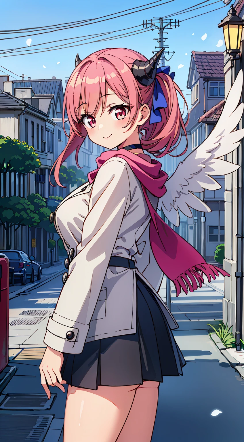 (Absurd realistic structure details),(High resolution complex and detailed text quality),(High-resolution microstructure、High poly 3 boobs D rendering correction),Methods of geometry,Careful explanatory anatomy,
BREAK,
1 beautiful girl, (Beauty:1.5),(Chibi:0.5),(kawaii:2.0),(Cool:2.0),(( girl),(Solo:1.65),BREAK, (huge-breasted:1.2,), Clear skin, Beautiful skin, Shy, 1 beautiful woman,Demons,Colossal tits(Hair Bow, Red hair, Long hair, flipped hair, hair messy,Wings of an angel on the back, Demon King's horn on the head:1.2), (Red Eyes, long eyelashes, Double eyelids: 1.2), Shiny skin,de pele branca,dial,(best quality face),(Top quality glowing eyes), (The best smile,Doya face:1.45), BREAK (Pink Theme:1.4), (Vivid colors:1.3), ( Winter clothes,Long sleeves) (Skirt, Black skirt, Pleated skirt ), Miniskirt, ( coat ),School bag,Handbag,Shoulder bag,Effect of giving shine to hair, Soft smile, (Closed eyes:0.7), White coat,Looking at Viewer, Sparkle effect, random colored petals, Many petals, Fluttering petals, prismatic effects,
BREAK,(day), Standing,a closed mouth,(architecture, building, Choker, city, Cityscape, Outdoors, building, city,lamp post, Power lines, scarf, skyporn, Snow, Solo, utility pole, Winters:1.55), Waterfall,depth of fields,
BREAK,wakame,wakame,wakame,(Cowboy Shot:1.4),
BREAK,(Blurry background:1.3),(absurderes, hight resolution, Super Detail Art),cel shading,Clear Color, Lonely optical effect, Beautiful pictures, Bright glow, mystic atmosphere,(Close-up of girl:1.1), Mystical light particle effect,manga influence, clean line drawings,
