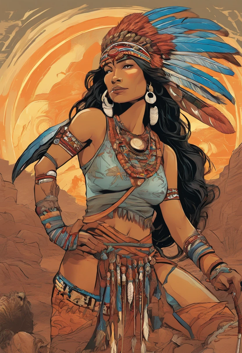 Le style Christophe Young; Award-Winning Bust,A beautiful woman wearing a Native American headdress, Native Americans on horseback in the background : Shameon fantastique America, Native American Art, native american, Local Art, Native American warrior, Native American warrior, Guerrier indien, Warrior on Horseback, inspired by George Catlin, Native American Folk Art, Guerrier spirituel, inspired by Karl Bodmer, The Goddess of the Hunt and the Moon, aboriginal