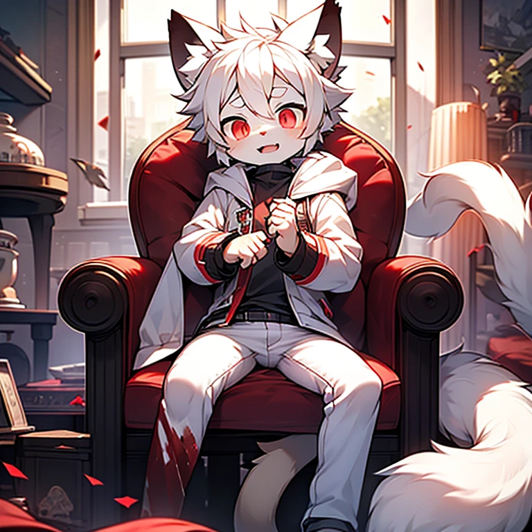 (8k, best quality, masterpiece, (no clothes)), (shota), masturbation, furry, furry tail, tentacles, wings, white hair, red eyes, sneakers, pretty boy, 11 years old, cute, cute, cute, fancy, fragile, cool, erectile genitals, big genitalia, humanoid genitalia, animal ear flull, fluffy tail,