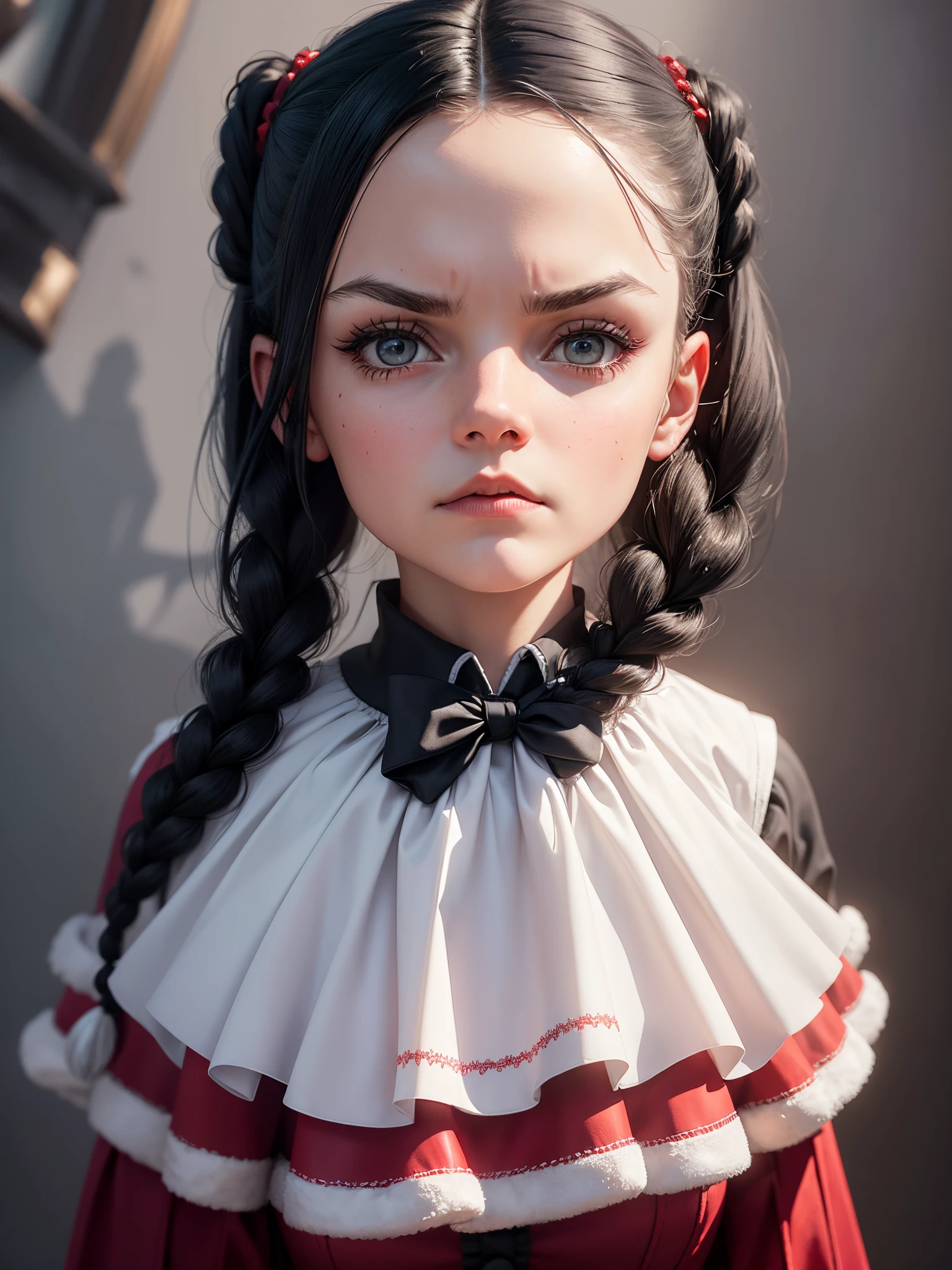 ((best quality)), ((masterpiece)), (detailed), perfect face (((masterpiece, of the highest quality, super detailed))), hand drawn style, hand painted style, watercolour, sketch, a knight, white background, plain background, Bloodborne inspired, tatty Bloodborne attire, occult aesthetic, occult, tatty red and white clothing detailed and intricate steampunk and detailed gothic lolita (with a hood), long coat, Complex laced boots, Fluttering lace flared long knee length dress with frilly petticoats, long dress, knee length dress, pleated petticoats, lolita dress, petticoats gothic lolita aesthetic, beautiful small breasts, (((flat chest:1.1))), (((( Highly detailed face))), small thin nose, Small thin lips mouth, (((Very sharp focused eyes))), Very large slit precision pale grey eyes that shine like jewels. (looking here), (resolved expression), (resolute expression), ((dark hair)), ((long ponytail, thick ponytail, heavy ponytail)), very long eyelashes, white background, Very dramatic and cinematic lighting, tatty damaged old red and white clothing, full body, whole body, body, ((NSFW))