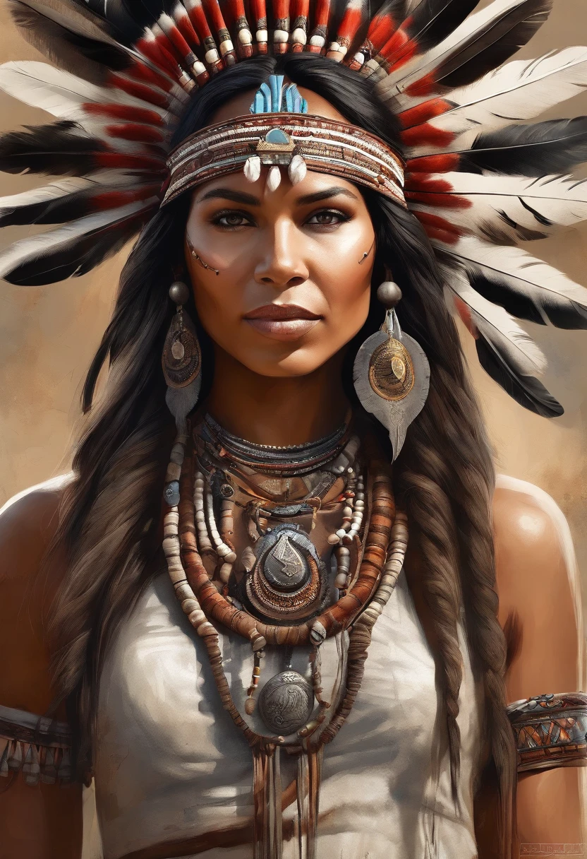 Ultra detailed artistic photography, Native American Beautiful Apache Woman, Tee Pee, Clair de lune, Foyer, Plume, sexy, dream-like, rougeoyant, backlit, ombre, huile sur toile, lisse, ultra high def, 8k, Mise au point ultra nette, intricate artwork masterpiece, Tenue fluide, highly detailed, Dynamique, production cinematic character render, ultra high quality model