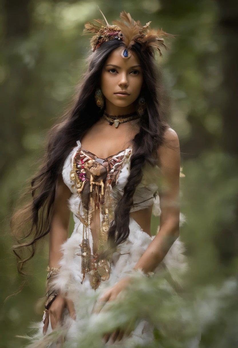 1 fille, native american, longs cheveux noirs, tresses jumelles, yeux bruns, porter une mini-robe en peau de daim, jewelry from America, very tanned skin, daytime, Plaines ouvertes, absurdes, high resolucion, Ultranet, 8k, Masterpiece, Regarder le spectateur, cheveux soufflant dans le vent, grand buste,