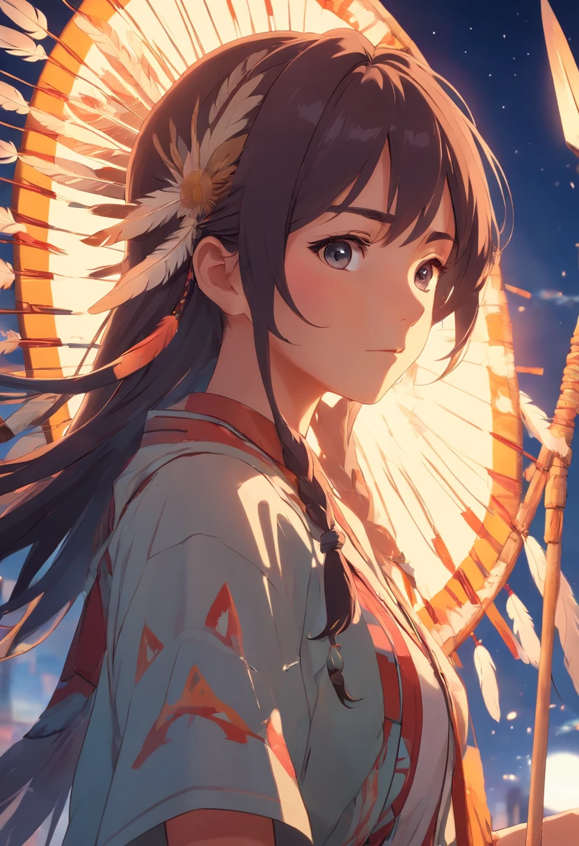 A woman with an umbrella and a feather on her head - SeaArt AI