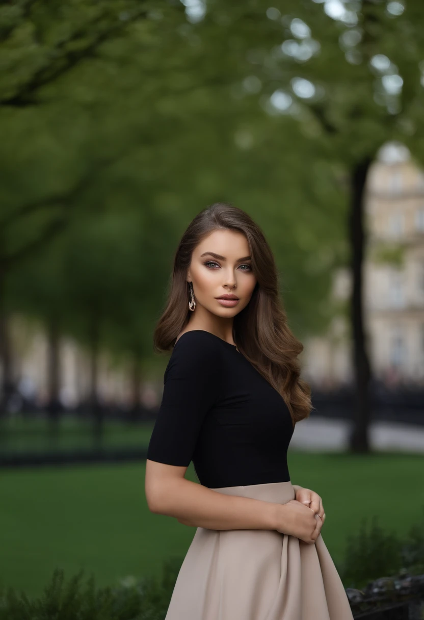 Arafed woman in black dress purple, Sexy girl with brown eyes, portrait sophie mudd, brown hair and large eyes, selfie of a young woman, paris, violet myers, natural makeup, doesn't look at the camera, Sip a cocktail, face with artgram, dezentes Make-up, Stunning full-length photography