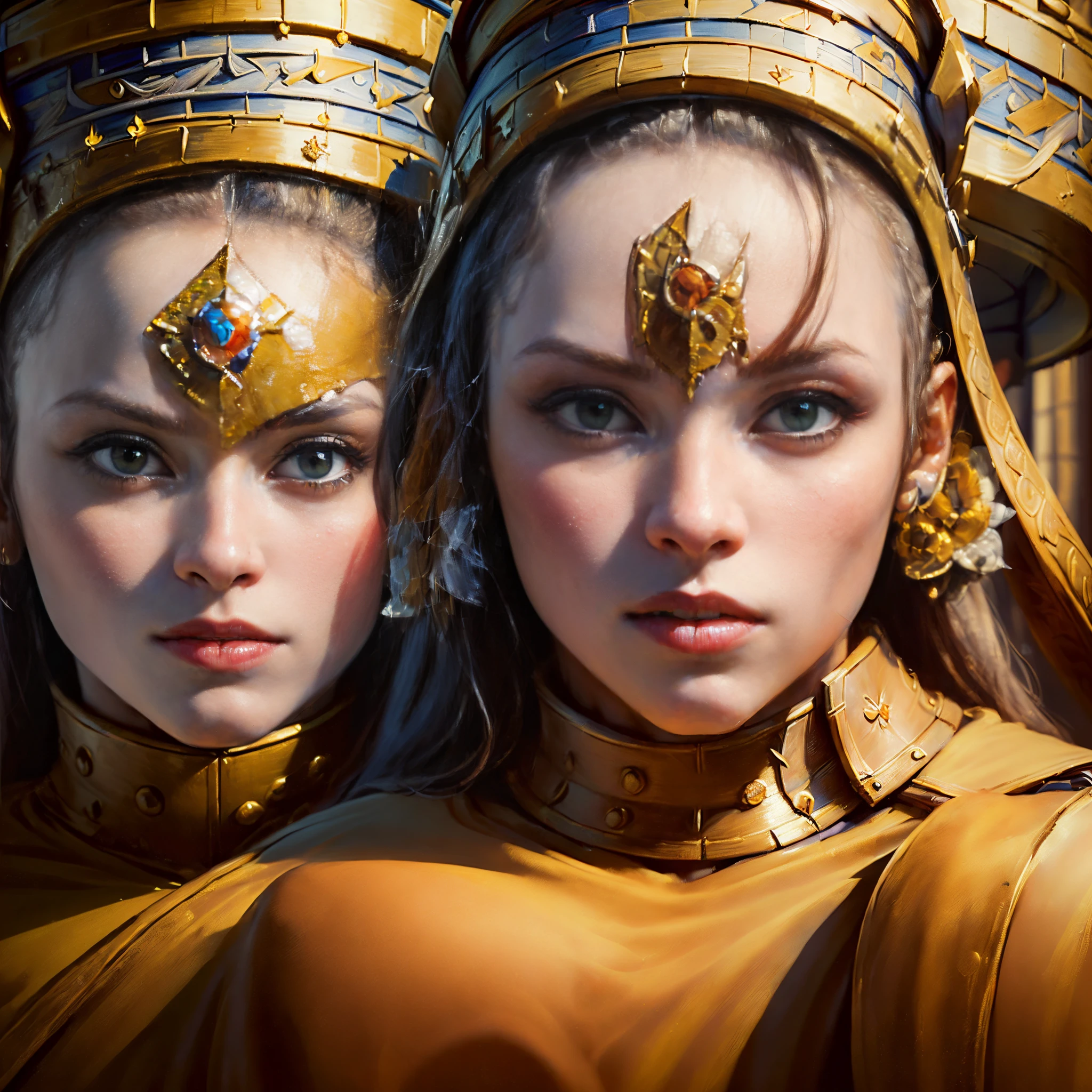 (Masterpiece, Ultra detailed: 2), (Best quality: 2), (Beautiful woman: 2), (Beautiful face: 2), Viking female warriors, Big muscles, Very big chest, Very sexy