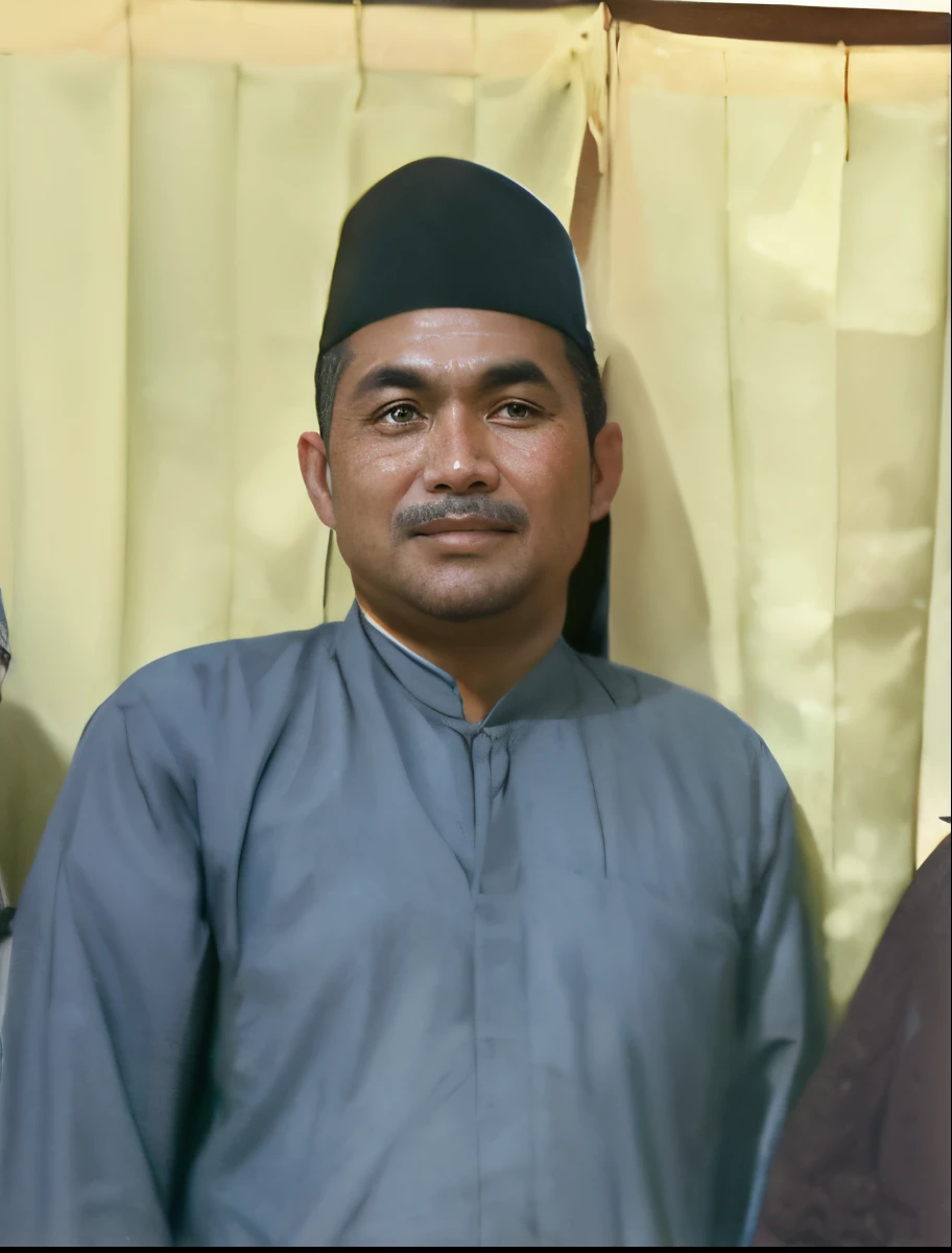 there are two men standing next to each other in front of a curtain, ismail, mohamed chahin, full protrait, ramil sunga, protrait, raden saleh, saadane afif, portrait picture, h. kyoht luterman, 4 0 years old man, portrait image, photo of a man, taken with sony alpha 9
