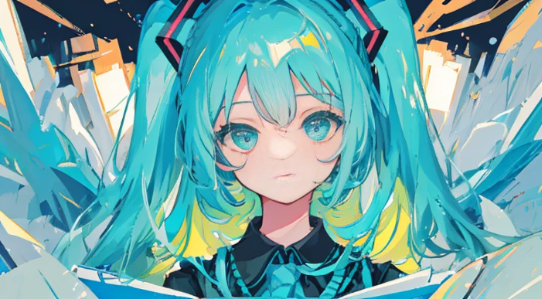 hatsune miku，Detailed Face, Light vintage color,planar, RISO Print Style,illustartion,Adols,Leave empty space,Low saturation,Individually organized，hight resolution, comic book character, comic, high quality detailed, style of ::2.0 comix illustration style,tatoon style, hiquality, hight resolution, detail enhancement, 8K, HD, Best Quality, hiquality, hight resolution, detail enhancement, 8K, HDR, sharp-focus, Ultra Detailed, perfect  lighting