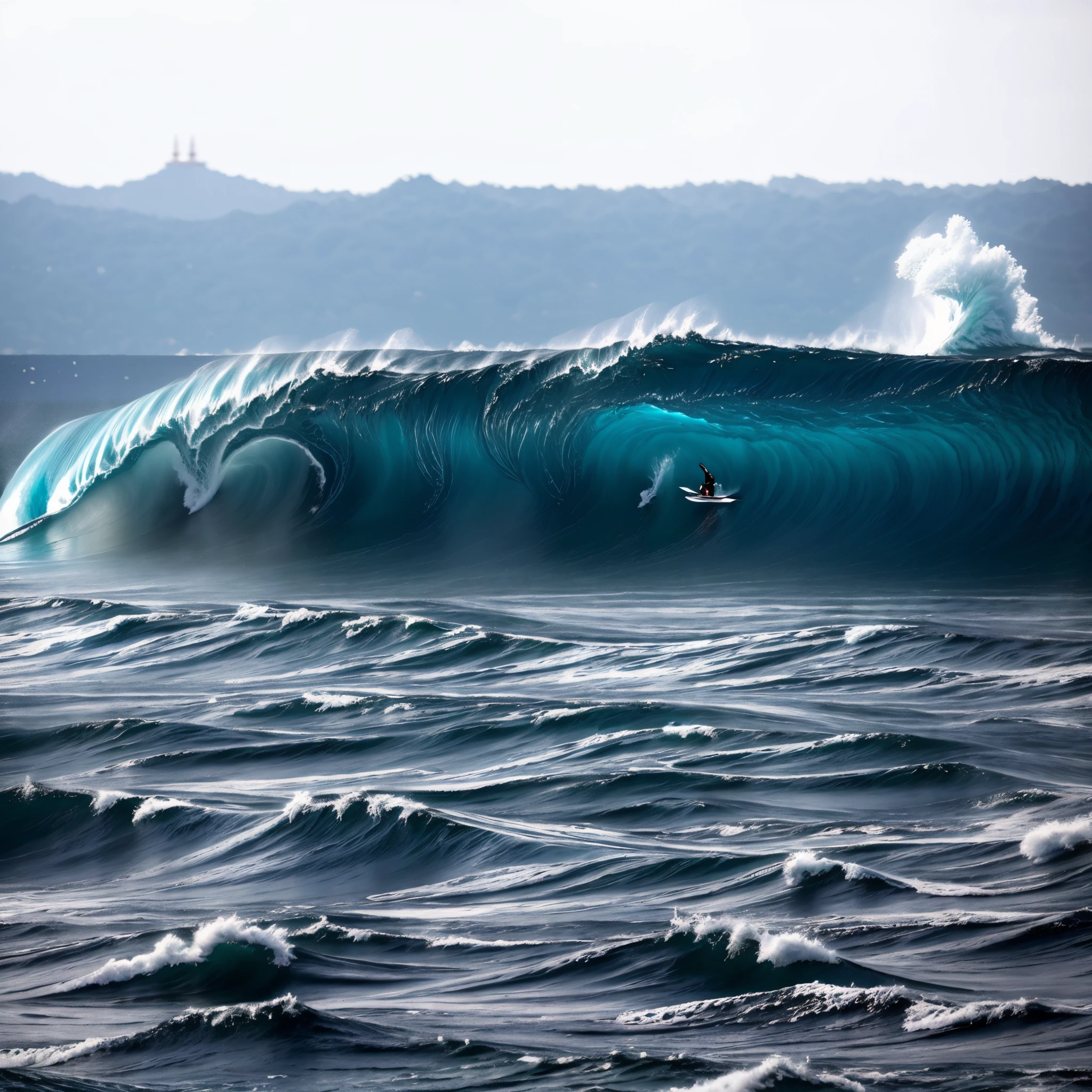 Uma onda enorme no oceano perto de uma cidade, ondas gigantes, ondas muito enormes, tsunami mutiversal, tsunami, massive waves, ondas enormes, cant believe it is real, sao paulo in the year 2 0 7 0, Directed by: Fernando Gerassi, tsunami behind him, Directed by: Jon Coffelt, Onda Grande, ondas grandes