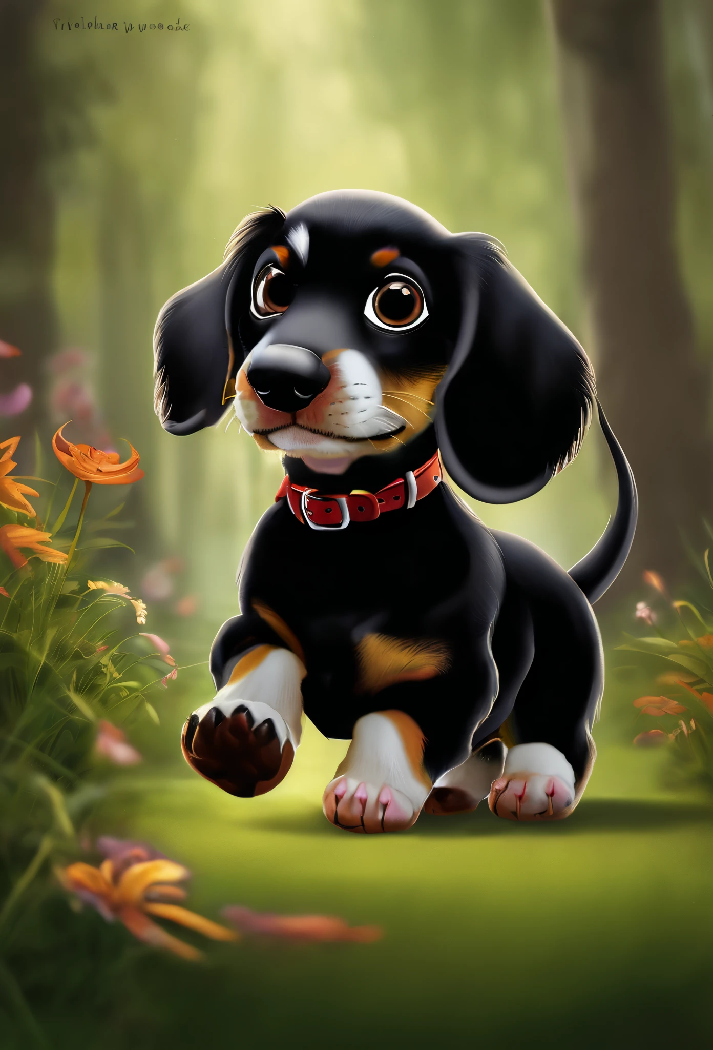 Black-haired pointer puppy dog, patas traseira apenas simples manchinhas nas pontas e uma mancha pequena irregular no peito,