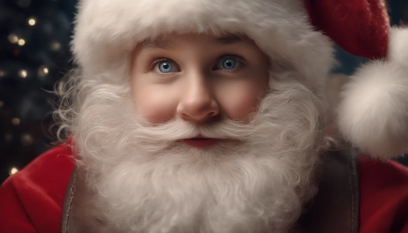 A high-resolution image of a cute Santa Claus with rosy cheeks, twinkling eyes, and a fluffy white beard, showcasing the jolly and friendly nature of the character.