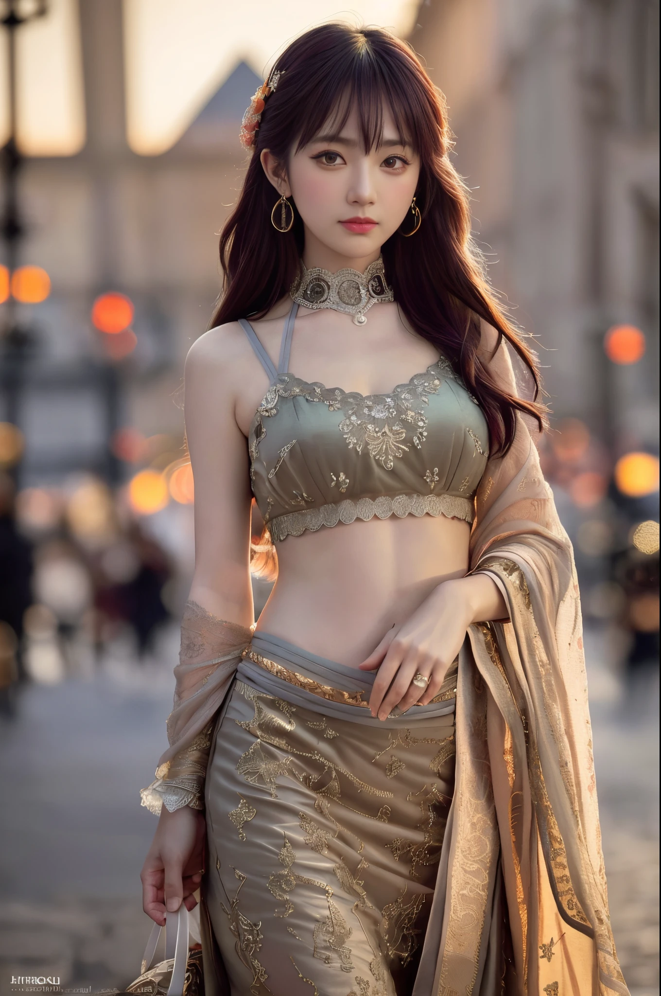 80mm, epic realistic, painting of a dancer on a street of 2020s Florence,(Florence Cathedral background),navel,crowd, by range murata, a big red sun in the background, stunning, matted, paul gauguin, van gogh, art by greg rutkowski and artgerm, soft cinematic light, adobe lightroom, photolab, hdr, intricate, highly detailed, (depth of field:1.4), (dark shot:1.22), neutral colors, (hdr:1.4), (muted colors:1.4), (intricate), (artstation:1.2), hyperdetailed, dramatic, intricate details, (technicolor:0.9), (rutkowski:0.8), cinematic, detailed, soft light, sharp, exposure blend, medium shot, bokeh, (hdr:1.4), high contrast, (cinematic,black and orange:0.85), (muted colors, dim colors, soothing tones:1.3), low saturation, (hyperdetailed:1.2), (noir:0.4), soft light, sharp, exposure blend, medium shot, bokeh, (hdr:1.4), high contrast, (cinematic, red and orange:0.85), (muted colors, dim colors, soothing tones:1.3), low saturation, (hyperdetailed:1.2), (noir:0.4), (intricate details:1.12), hdr, (intricate details, hyperdetailed:1.15)