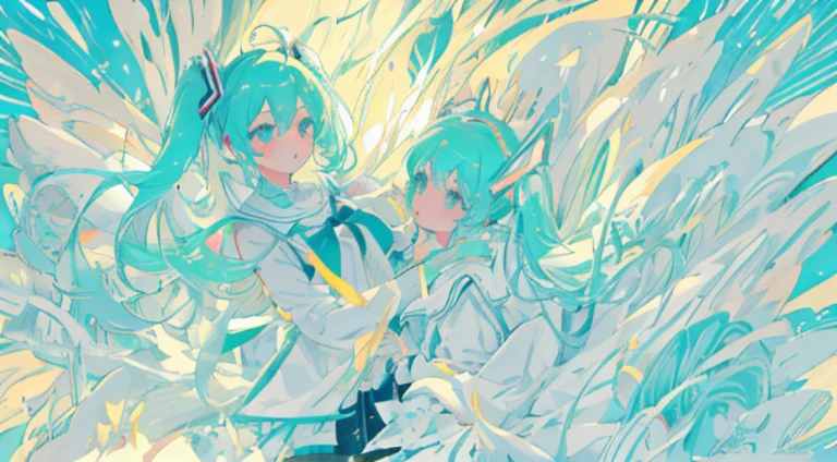 hatsune miku,Detailed Face, Light vintage color,planar, RISO Print Style,illustartion,Adols,Leave empty space,Low saturation,Individually organized,hight resolution, comic book character, comic, high quality detailed, style of ::2.0 comix illustration style,tatoon style, hiquality, hight resolution, detail enhancement, 8K, HD, Best Quality, hiquality, hight resolution, detail enhancement, 8K, HDR, sharp-focus, Ultra Detailed, perfect lighting