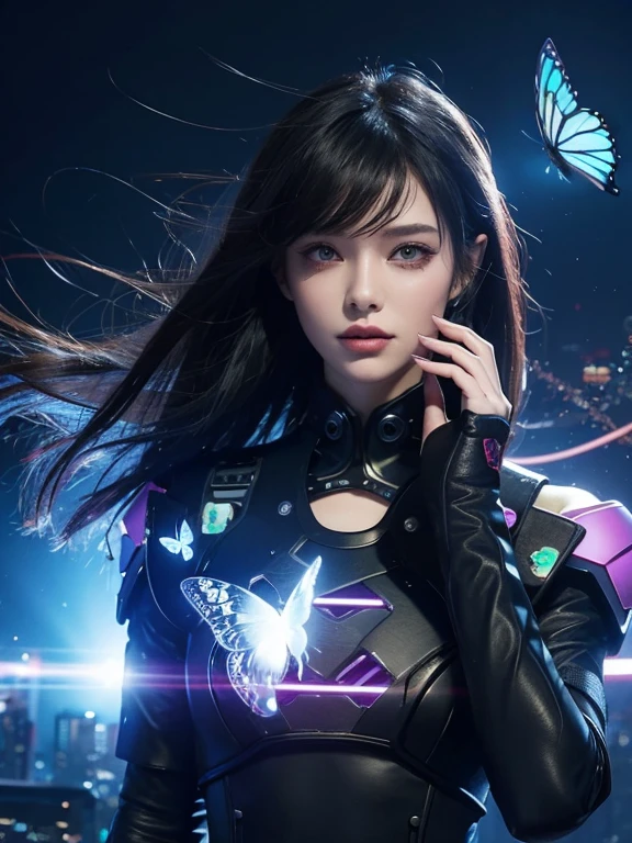 The wind of the metaverse,cyber punk perssonage,butterfly style