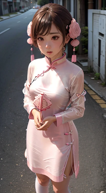 hight resolution、
One beautiful young woman、
(Soft Saturation:1.3)、(light skinned:1.2)、
wearing white outfit、
85mm lens、F / 8.0、
background
gal、
brown haired、
Medium chest、
Romper
(China Street:1.3)、
1girl in、18year old、(Pink cheongsam:1.5)、Side Tie Peak、(qipao dress:1.5)、
Double pan and long twin tails、A dark-haired、Chest