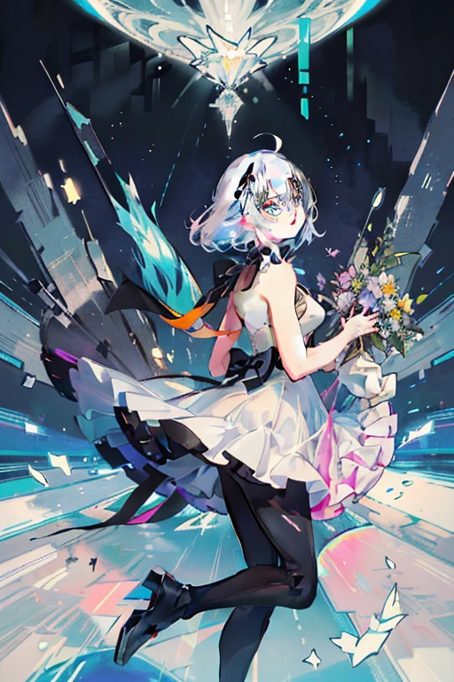 miku hatsune(Top image quality),(The work of the master),(ultra-detailliert),(Detailed depiction of the eyes:1.0),(lensflare:1.0),(Cinematic poster:1.0),(Tarot Border:1.0),Character Center,(a closeup:1.0),(negative space:0.8),(negative space:1.6),(独奏),(a colorful{the wind|water magic|inky|crystalline|icy|firey|loimu|Lightning|netting|boulders|Grit|Particle|brilliance|Bloods}:1.0),(Many colorful{Soap bubbles|clouds|thorn|spikes|vine|electric current|spirals|The halo|cube|octahedron}:1.0),(Planktonic{reddish|verdant|Green grass|Eau|Viola|yellow|A black|blanche|greys|pink there|an orange|lime} {bow ribbon|pluma|Particle|edg|The drops|Snowflake|softball}:1.0),({crystalline|icy|firey|loimu|the wind|Eau|planet earth|stony|spaces|musical|sonic|swirls} {Magic}:1.0), ({Ray traching,Glowering|Mottled sunbeams,llight rays,Caustics|The night is mysterious,eery|Carefree,pastels}:1.2), ({Colorful|Irridescent color|multi colored}:1.0),(beautiful detailed brilliance:1.0),({Slouched|back-view|tilted to the side|}:1.2),{ (A smile:1.0)|(a smirk:1.0)|(grim facial expression:1.0)},({Has a small|Has a small||s lips、Eye lashes}:1.0),{grinning evily|:1.2},({Eyelashes|eyeshadows||}),{Close one eye|||},({Red|Green|Blue|aqua|Purple|yellow|Black|white|greys|Pink|orange|lime} hair:1.4 ),({Short|long|Medium} hair:1.0),({frombelow|From above|From Side|from the rear|Front Viewer}:1.3),(aureola:1.3),(tilt of the head:1.0),(dynamicposes:1.1),(Asymmetrical hair:1.2),({reddish|verdant|Green grass|Eau|Viola|yellow|A black|blanche|greys|pink there|an orange|lime} {|doress|outfits}:1.0),({Formal|Military|tech wear|Urban style|casual,dressed casually|Fantasy,magician|Sauvage,tribal|scientific fiction,Futuristic}),({plaid skirts|layered skirts|Puffy dress|tights|trouser|shortpants}),({reddish|verdant|Green grass|Eau|Viola|yellow|A black|blanche|greys|pink there|an orange|lime} {The eye|The eye|collofull eyes}:1.4),{(brow:1.5),asymmetrical bangs|oblique bangs|hair between eye|bluntbang|swept bangs},{Blindfold|Twin-tailed|||}