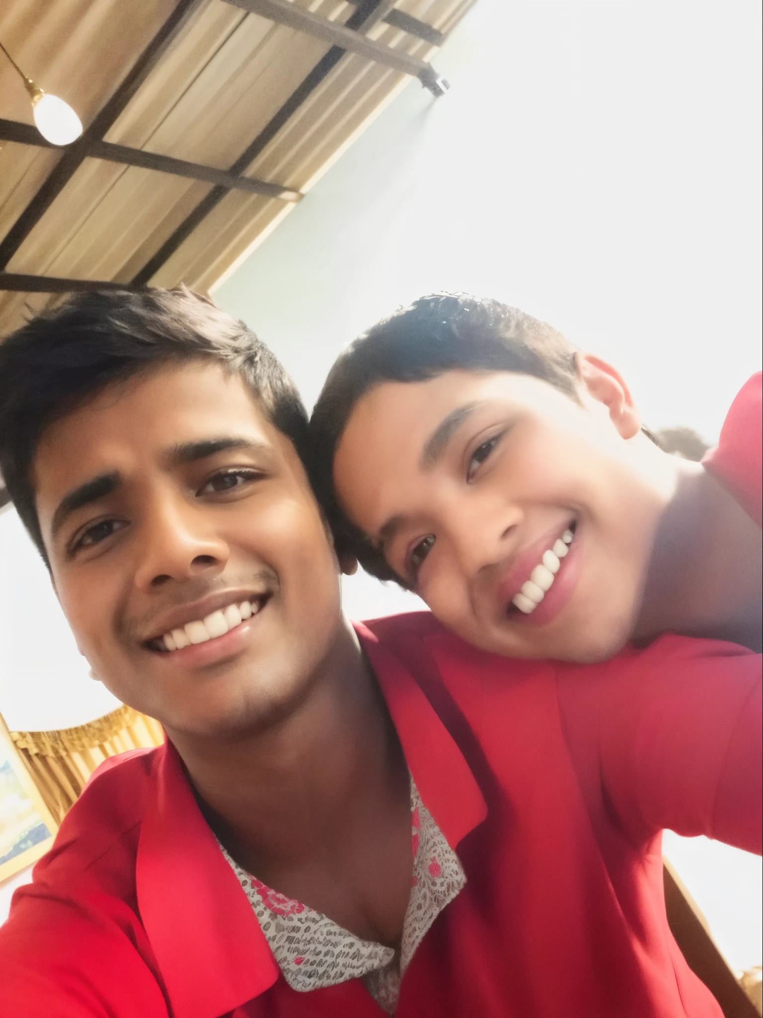 there are two boys that are smiling for the camera, jayison devadas, profile pic, profile picture, facebook post, profile image, with wet faces!!, both smiling for the camera, a picture, instagram post, profile picture 1024px, very very low quality picture, ghutra and egal, captured on iphone, with a kid