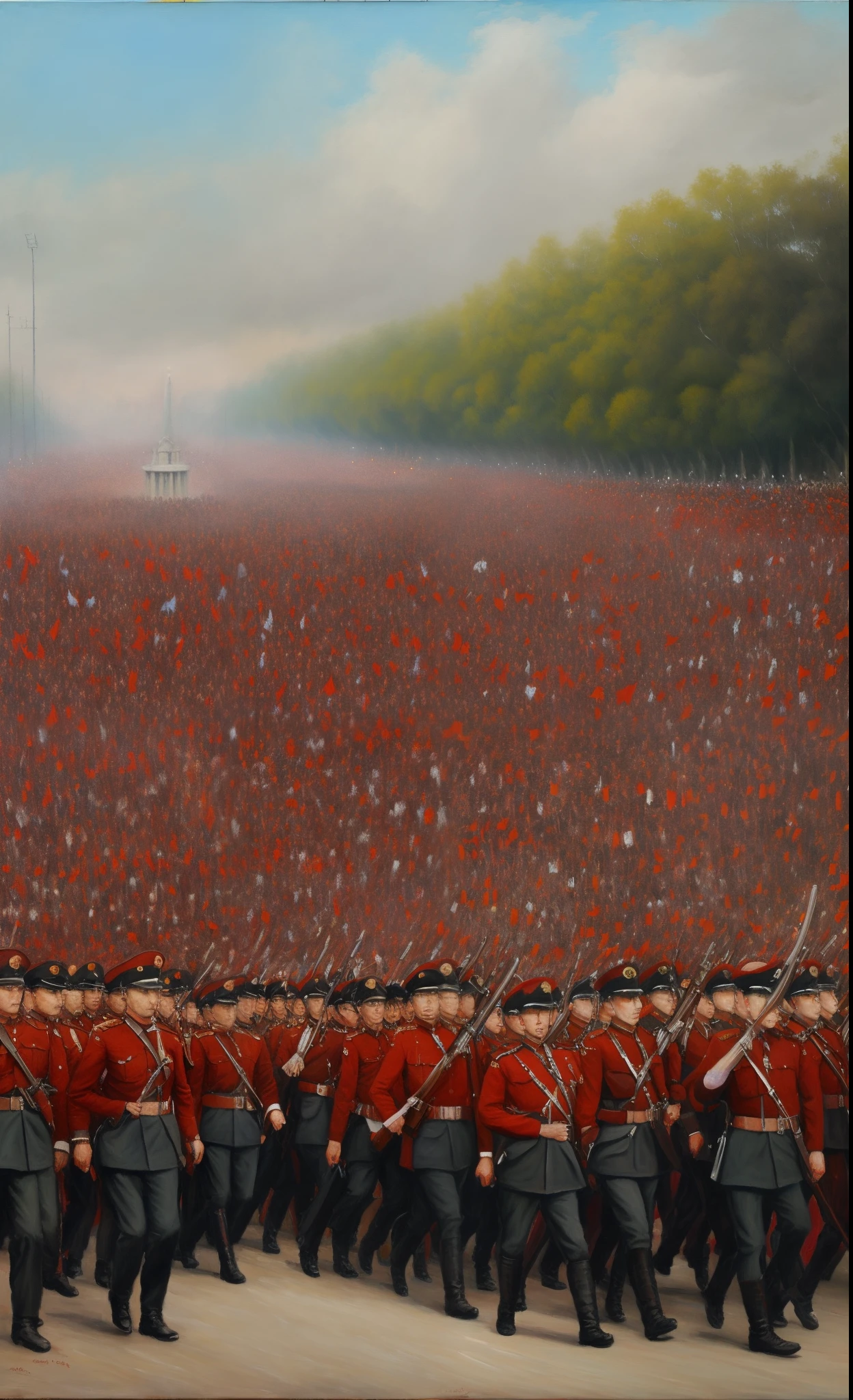 red soul cast,
Revolutionary struggle,Red Army Long March,oil painted