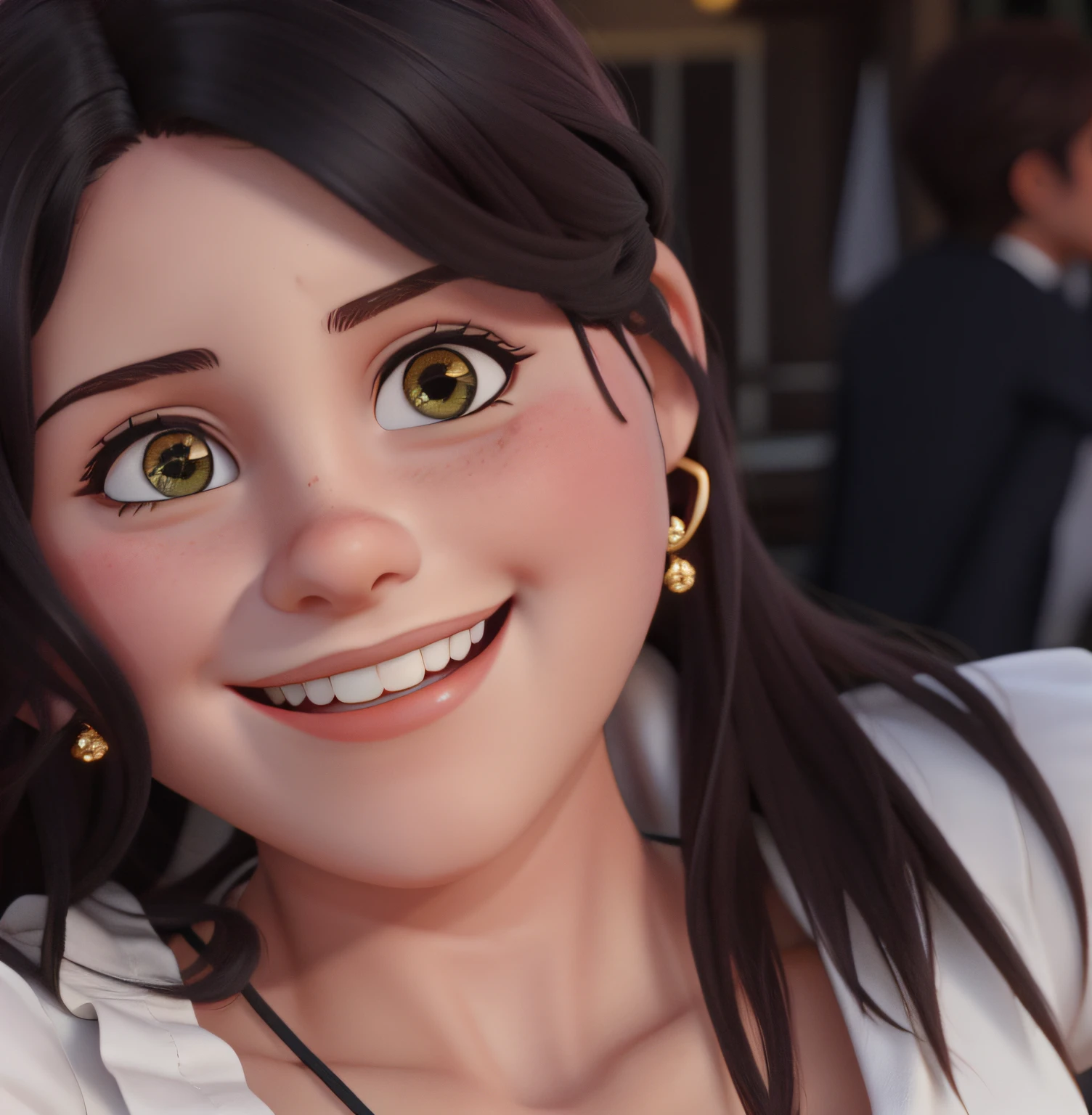 mulher cabelo de cor marsala sorrindo